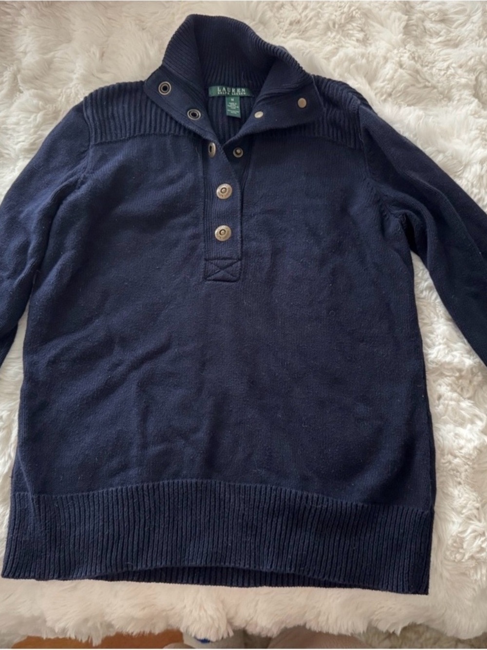 Ralph Lauren Dark Blue Button-Up Sweater